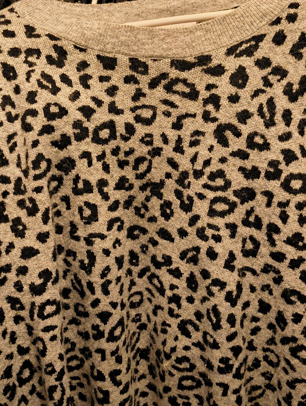PINK Victoria's Secret Black & Gray Leopard Knit Sweater